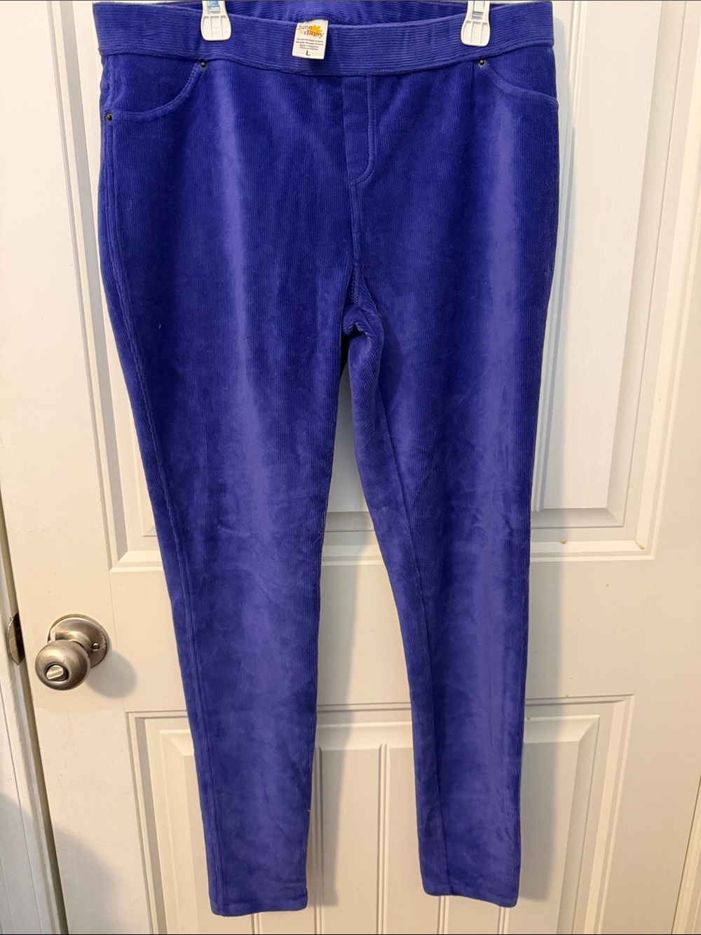 June & Daisy women’s purple corduroy Pull-On Leggings size Large